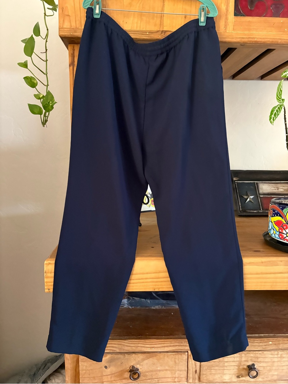 Plus Size Navy Drawstring Trousers - Picture 3 of 5